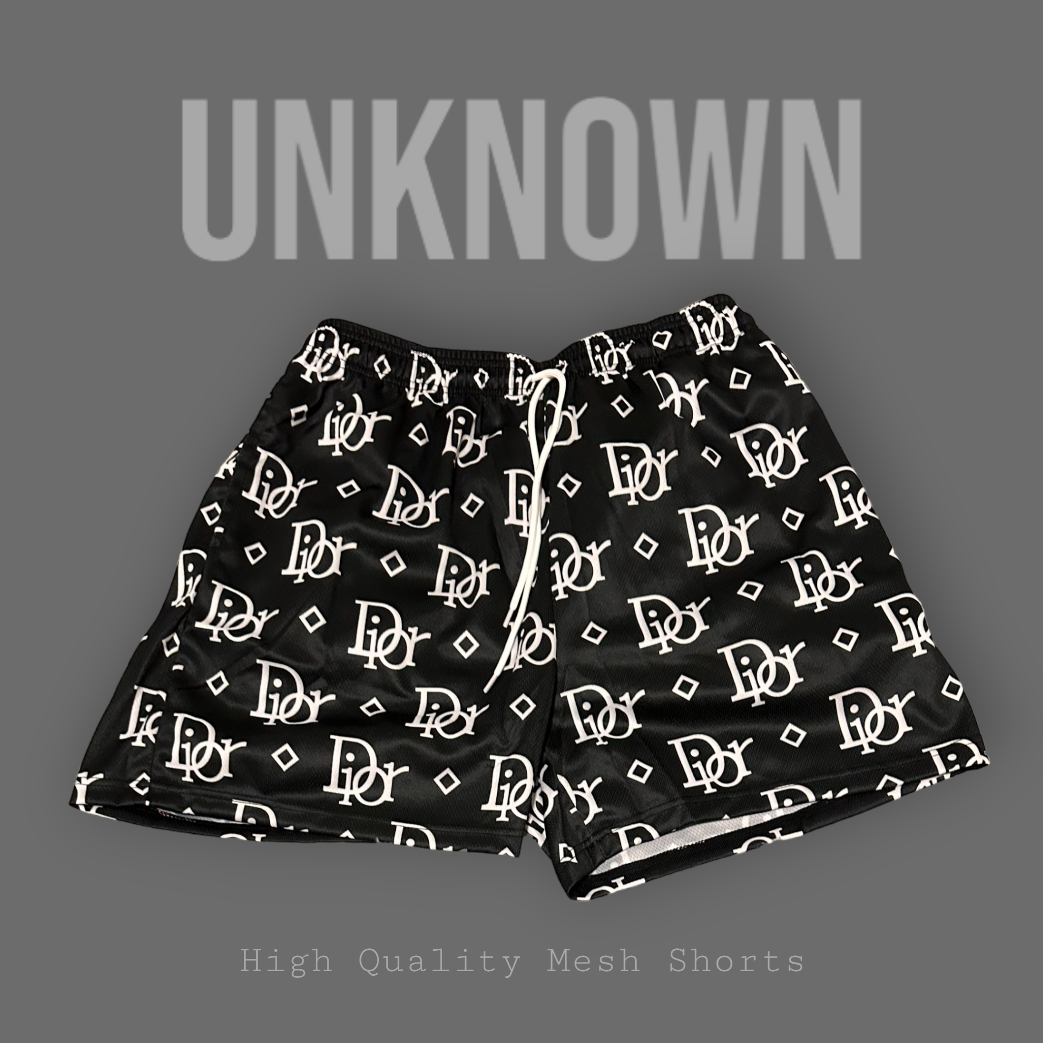 Unknown Mesh Shorts L V White/Black Design