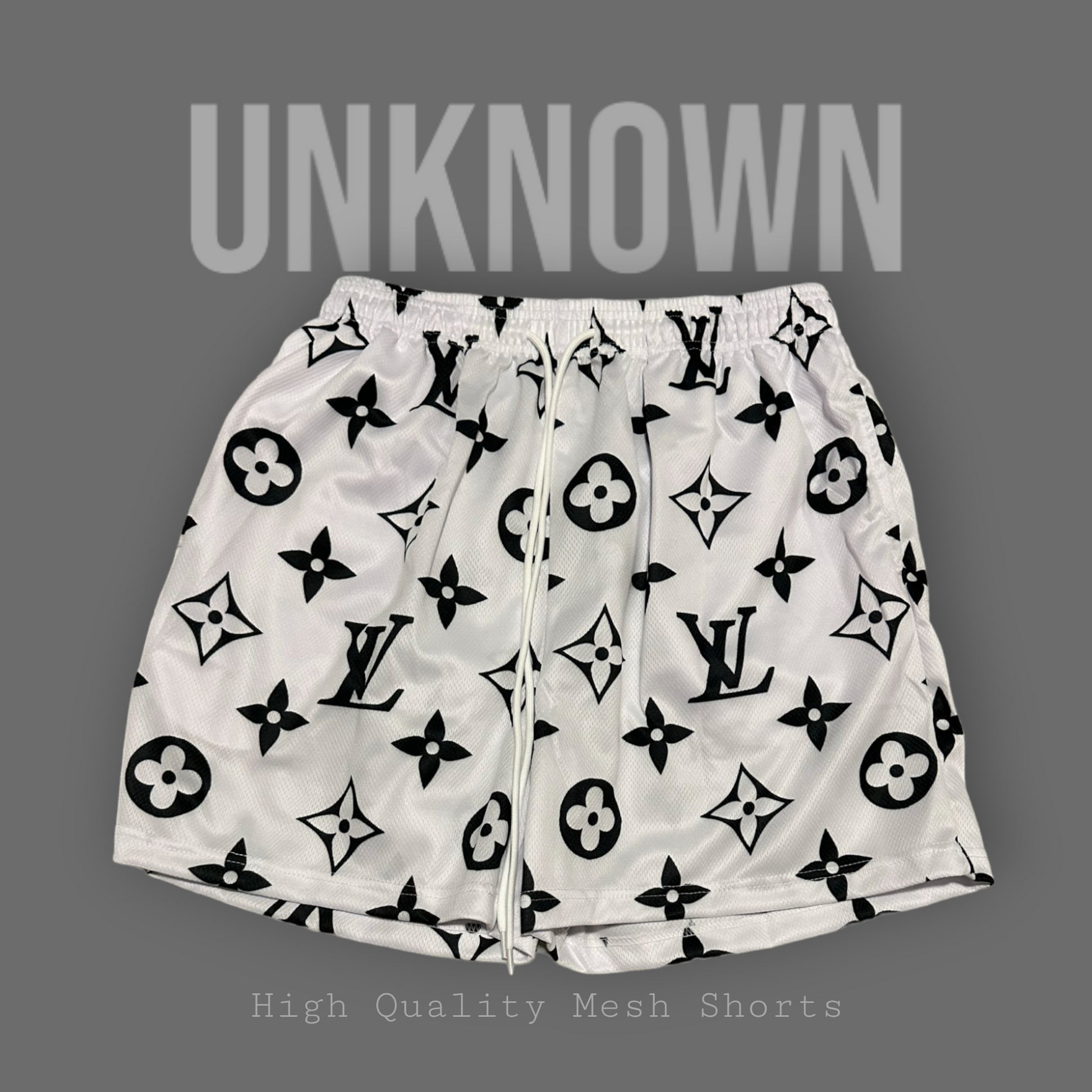 Unknown Mesh Shorts L V White/Black Design